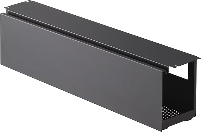 デスク下 天板ケーブルラック ロング ブラック 約W63.5×D12×H17cmケーブル 電源タップ 収納 ネジで固定 カバー付き