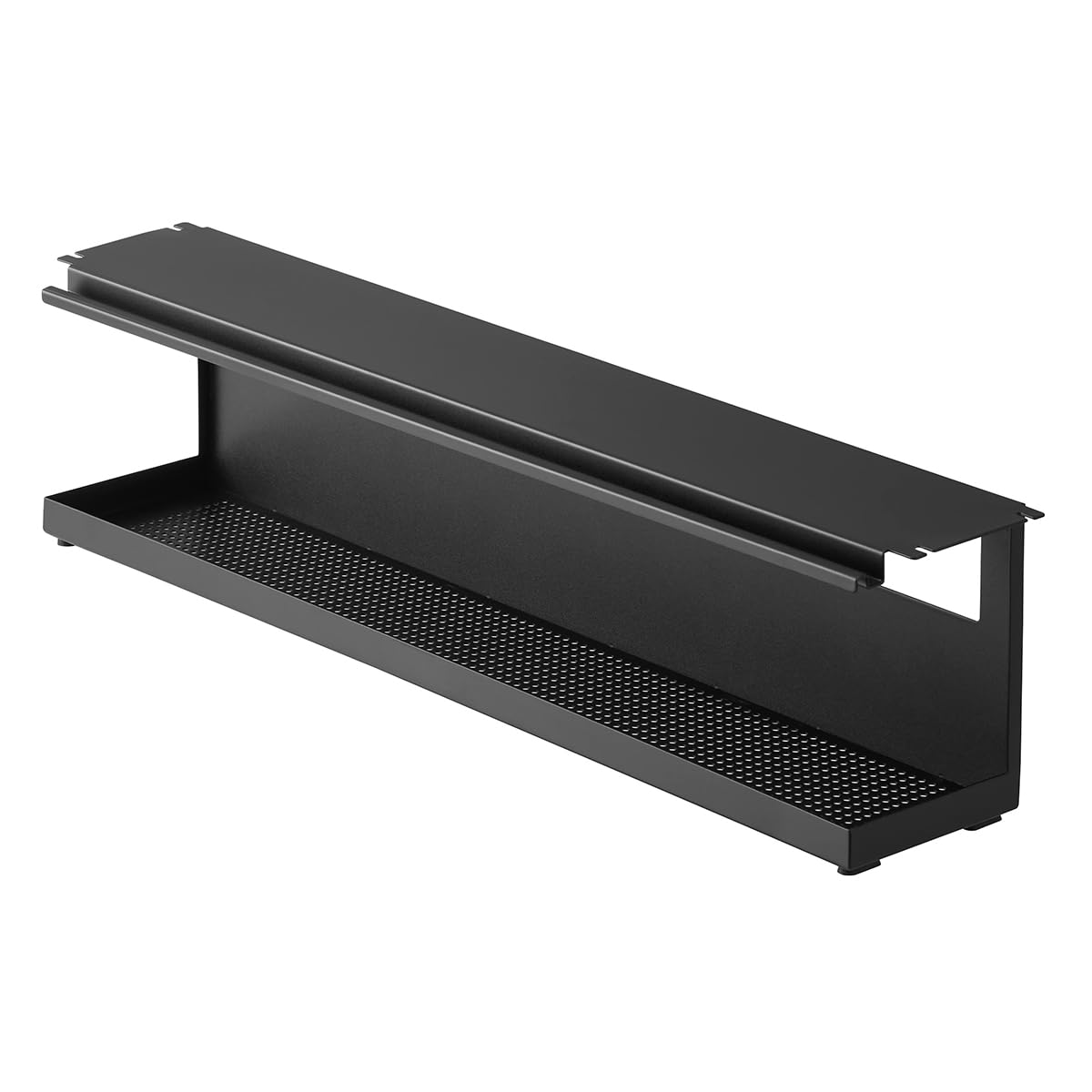 家具の里 山崎実業 (ヤマザキジツギョウ) 収納ケース・ボックス デスク下天板ケーブルラック ロング TOWER (タワー) ブラック デスク周り 収納 ケーブル収納 コードラック パソコン