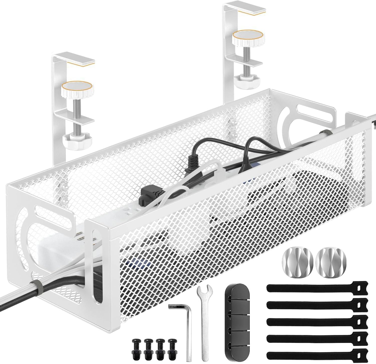 JoeyKaiHai ケーブルトレー デスク下 収納 配線隠し 天板1〜5cm設置 幅40cm デスク 収納 人気版 穴あけ不要 テーブル下収納ラック 引き出し 後付け 大容量隠し収納 デスク下 収納 ケーブルトレー デスク下 配線 整理 ケーブルラック ケーブル配線トレー ケーブル収納 ルーター収納 文房具 収納 小物収納 机の下 収納 取り付け簡単 日本語取扱説明書付きホワイト